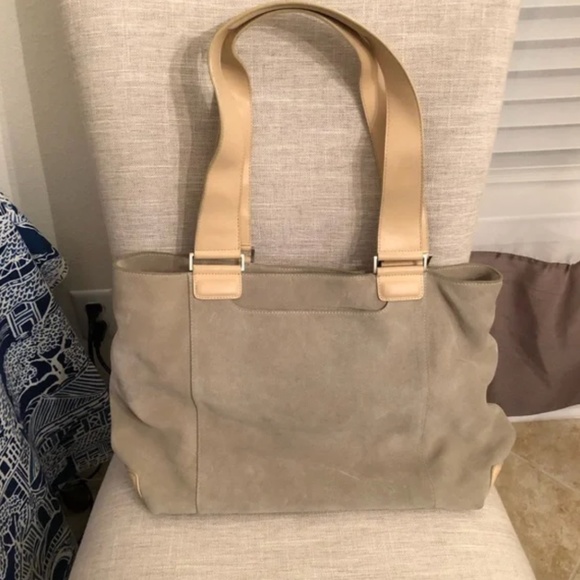 Tumi | Suede Leather Zippered Satchel Bag Purse - Picture 1 of 6